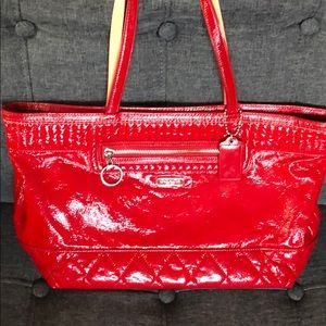 COACH red patent leather purse